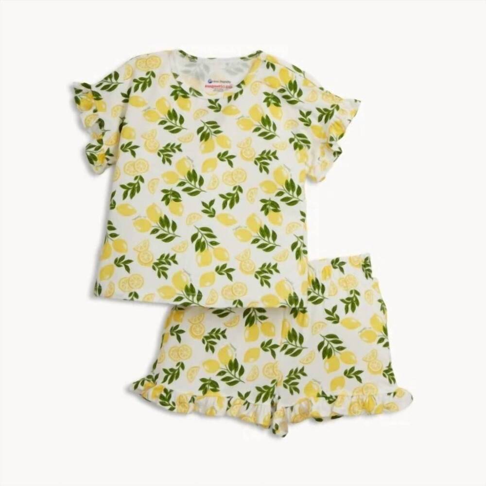 NEW MAGNETIC ME girl's simply the zest magnetic ruffle short set in yellow lemon